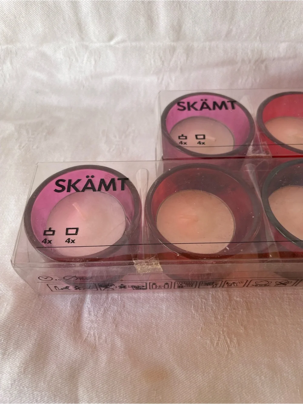 IKEA SKÄMT Pastel Tea Light Candles in Pink, Red and Orange - 8